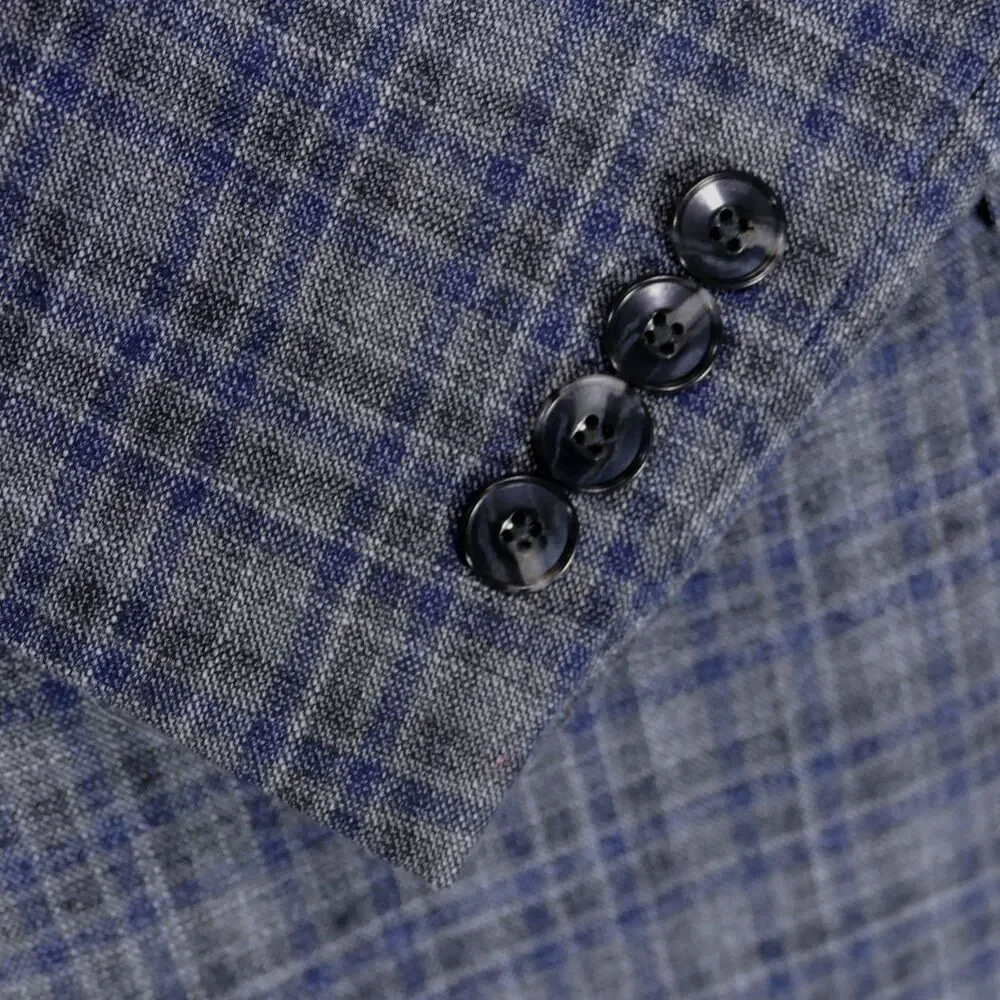 Jos A Bank Sport Coat Blazer Men 48L Traditional Unstructured Gray Blue Plaid